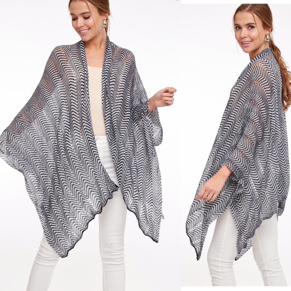 Navy Blue Knit kimono